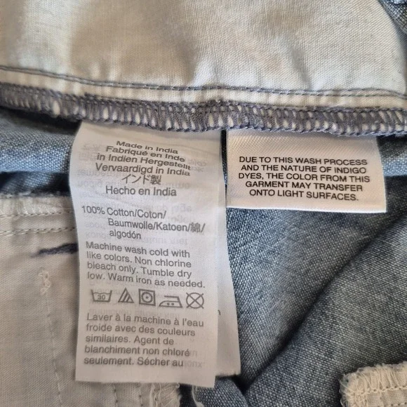 J.Crew Chambray Scallop Hem Shorts Women's 4 Blue Linen Blend Pockets Summer - Picture 5 of 5